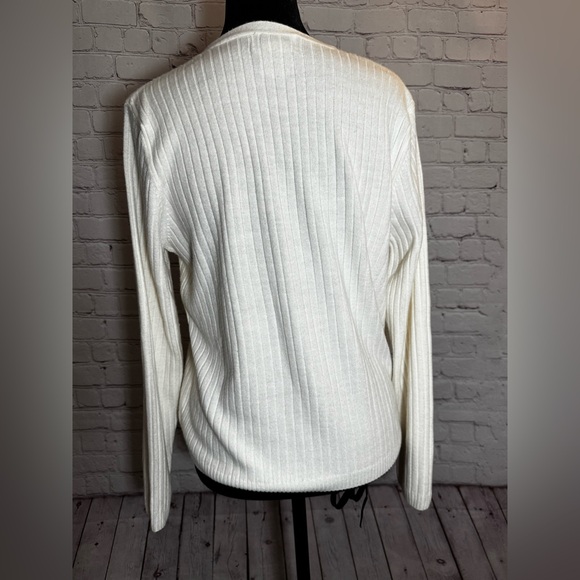 Alfred Dunner Cream V-Neck Button Cardigan - Picture 8 of 11